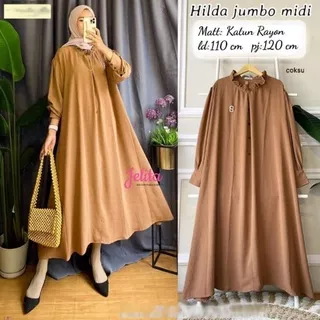 Gamis wanita katun rayon Hilda Midi Dress / fashion wanita / pakaian muslim wanita / gamis terlaris / gamis polos / gamis jumbo / gamis terlaris / gamis populer / gamis dewasa