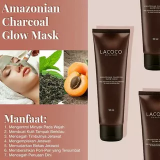 Masker Wajah Hitam-masker jerawat-masker arang bamboo-Masker komedo-LACOCOAmazonianCharcoal GlowMask