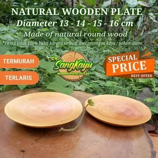Natural Wooden Plate 15-16 cm piring kayu piring saji mangkok saji