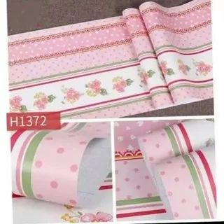 wallpaper sticker dinding pink salur bunga mawar