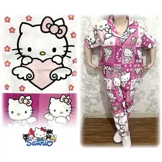 Stelan Baju Tidur Jumbo Kitty Angel Pink New Panjang