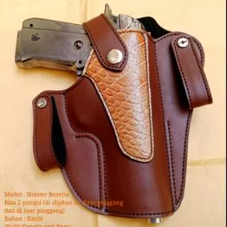 Holster Sarung Pistol Beretta Kulit Sintetis 2 Pungsi (slip dan pinggang)