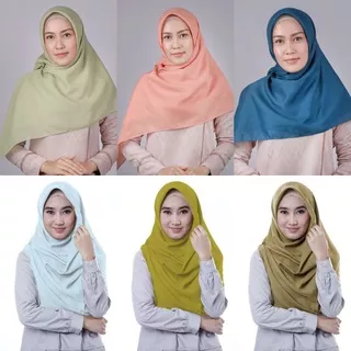 Diskon 60% Zoya Jumbo Plain Voal Scarf - Kerudung Hijab Jilbab Segi Empat Voal Polos 130 x 130 cm Peach Army Green Monacron Blue