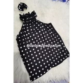 Baju anak perempuan cantik / Atasan blouse bayi polkadot!/ pakaian anak halter neck