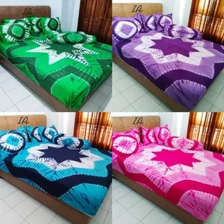 Sprei Batik Pekalongan Motif Jumputan Tiedie Ukuran 180x200 Katun Super Halus Terbaru