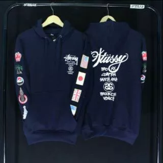 SWEATER STUSSY BROOKLYN HOODIE NAVY PREMIUM JUMPER