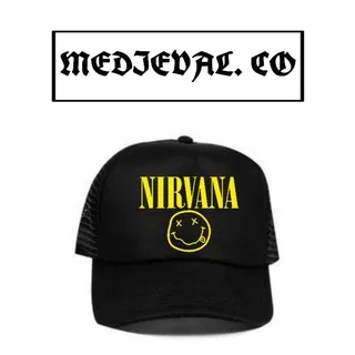 Topi Trucker Band NIRVANA / Topi Baseball Hitam / Snapback Distro / Pria / murah / Musik / Metal