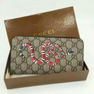 Dompet Pria Wanita Single Zip Around Guchi King Snake Print Zipper Wallet Import Murah