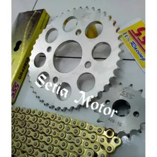 Gear Set SsS Yamaha R15 / Xabre / Vixion / Mx King 428 Rantai HSBT Original SsS Sepaket Paket Kuat