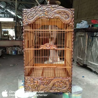 SANGKAR BURUNG JATI TPK SOLID UKIR MEWAH BERKUALITAS JEPARA