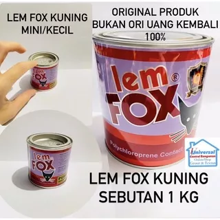 Lem FOX Kuning Lem Fox Kecil ( Mini )Kaleng 70gram 1kg / Lem FOX Sekelas Aibon Kualitas No 1 ORIGINAL 100 % Langsung Dari Pabrik / Lem Kulit Karet Kayu HPL Dll