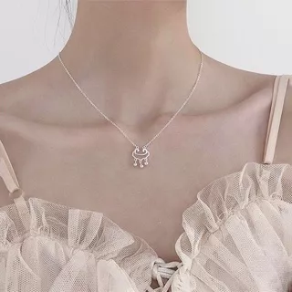 Fashion Lucky Lock Pendant Necklace Kalung Charm Silver Chain Necklaces Gift for Women Friend Jewelry