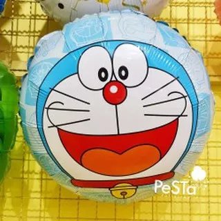 Balon Foil Karakter Doraemon Kepala Bulat 45 Cm Gambar 2 Sisi