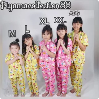 Bisa couple mom and kids piyama katun baju tidur cp,pp,hp,abg anak motif boneka ONDE