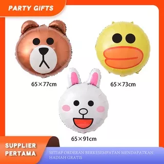 Balon foil kartun Head karakter Line cony brown sally rabbit chicken bear boneka beruang large jumbo