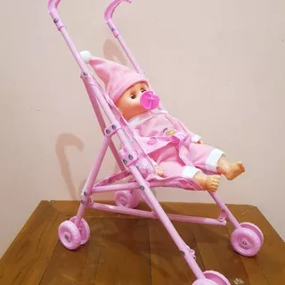 Mainan Dorongan Stroller Boneka Bayi - Mainan Dorongan Bayi Ada Suara