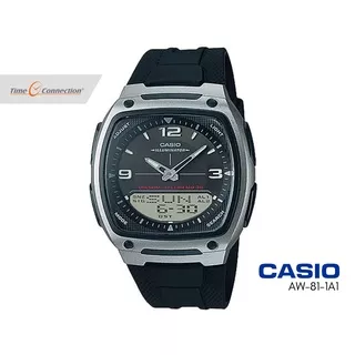 Casio AW-81-1A1 Hitam Original / Jam Tangan Pria Analog Digital / AW 81 AW81 1A1 1A1VDF Black Rubber