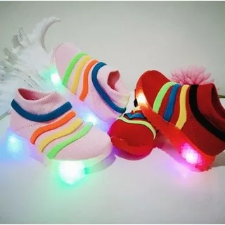 12.12 Sepatu anak lampu led sepatu Kaus kaki rajut  Sepatu pelangi