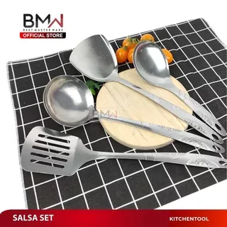 BMW Kitchen Ware - Sodet Spatula Sutil Irus Centong Penggorengan Centong Sayur Motif Bunga Stainless