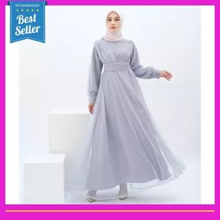Gaun Pesta Muslimah Alisha Maxi Dress Muslim Baju Gamis Kondangan Party Dres Maxy Kekinian Satin Velvet Tile Polos Longdres Cewek Busui Friendly Murah Terbaru