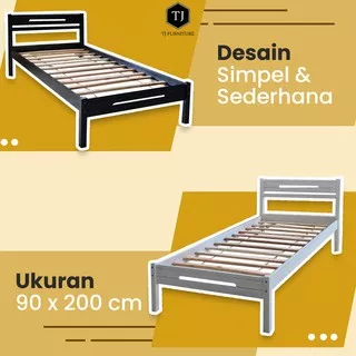 Ranjang Kayu /Tempat tidur kayu/ Single bed/ Divan kayu minimalis no 4 uk 90x200cm white