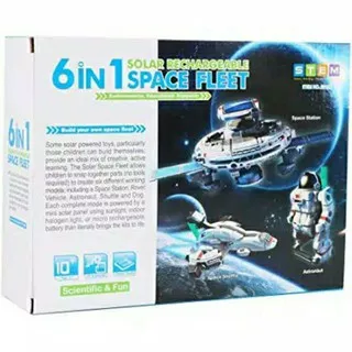 Mainan edukasi 6 in 1 rakit DIY solar toy robot spaceship