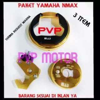 PAKET YAMAHA NMAX 3 ITEM COVER TANGKI BENSIN,COVER KUNCI KONTAK,GANTUNGAN BARANG LIPAT CNC