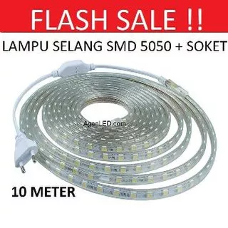 Lampu LED STRIP SELANG SMD 5050 10M 220v 10 M METER OUTDOOR DEKORASI MURAH