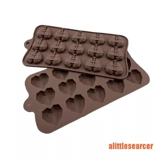 ?CER?Heart Chocolate Molds 15 Diamond love Shape Silicone Wedding Candy Baking Molds