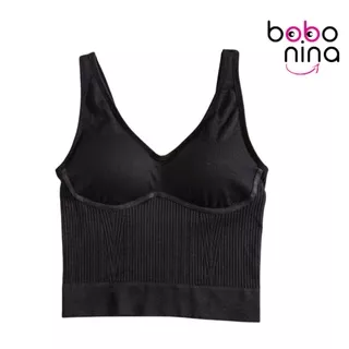 Ninabobo BR075 Tanktop Santai Wanita Bahan Tebal Sport Bra Busa BH Olahraga Pakaian Dalam Tank Top V Neck