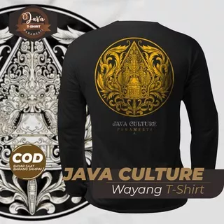 Kaos Pria - Kaos Distro Baju Kaos Oblong T Shirt Pria Wanita Motif Wayang dan Kata Kata Jawa Java Culture Java T-Shirt Paramesti Lengan Panjang All Size
