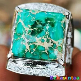 BATU PERMATA natural pirus persia turquoise kotak octagon bisa bayar ditempat