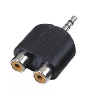 T RCA TO JACK MINI STEREO 3,5mm CABANG AUDIO TO STEREO MINI 3,5 mm
