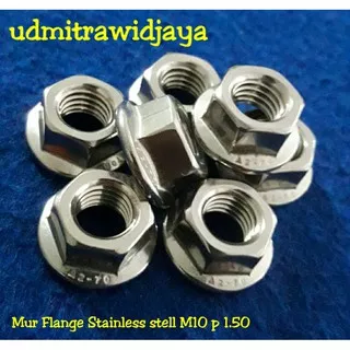 Mur Flange Stainless stell M10 p1.50 mur topi kunci 17 ss mur ring baut mur flange 10mm M10x1.50 SS