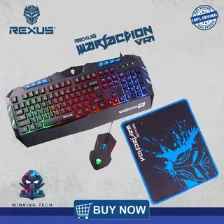 Keyboard Mouse Gaming Combo Rexus Warfaction Vr1 Backlight Wired 3 in 1 Set Keyboard Mouse Mousepad