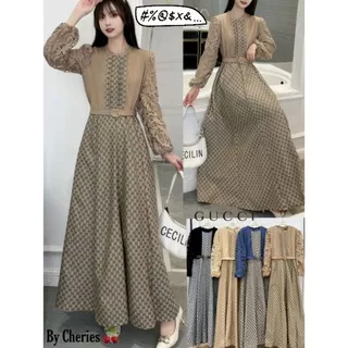 Gamis Import Maxi Dress Import Cheries Lengan Brukat GC (FCODI676)