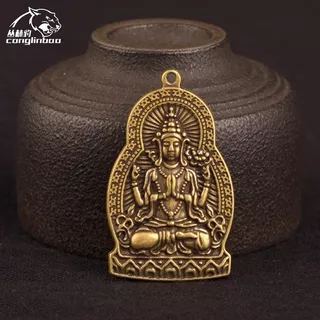 Liontin Antik Bahan Kuningan Model Buddha Bodhisattva Drop