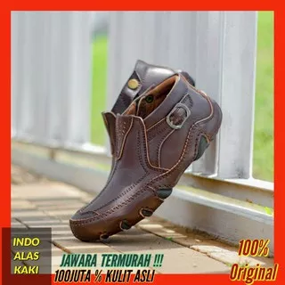 Original By Country Boots |GAZZEN DARK BROWN | Sepatu Boot Zipper Boots Pria Kulit Kasual