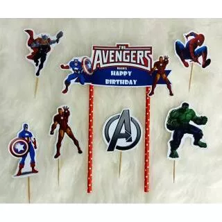 Topper Avenger hiasan ultah Topper kue dan topper puding