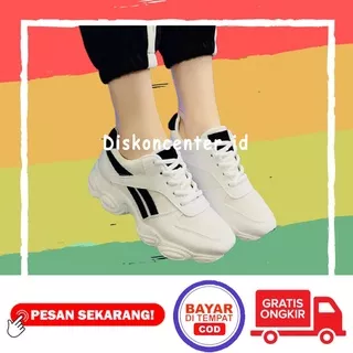 Sepatu Perempuan Sneker Kets Karet Tali Sekolah Kerja Olahraga Sport Running Lari Joging Jogging Senam Volly Jalan Santai Anak Remaja Dewasa Sd Smp Sma Kuliah Wanita Cewek Trendy Kekinian Putih 37 38 39 40 Korea Korean Style Terlaris Terbaru Termurah