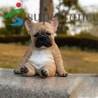 Patung Anjing French Bulldog Tidur Super Lucu Bahan Resin Untuk Dekorasi Taman