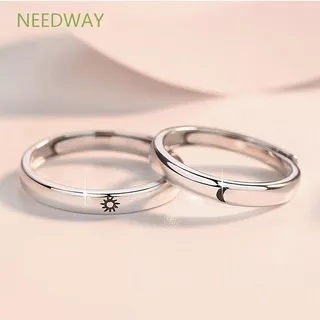 NEEDWAY Minimalist Finger Rings Set Simple Sun Moon Ring Engagement Ring Trendy Fashion Accessories Wedding Party Opening Adjustable Women Men 1 Pair Couple Jewelry