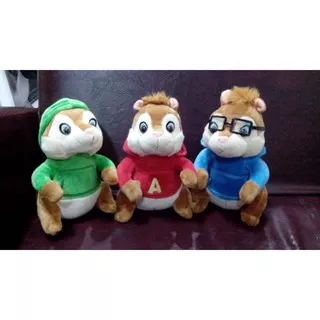 PAKET boneka Alvin and the Chipmunks - isi 3 - tupai bajing unik murah bagus mirip asli