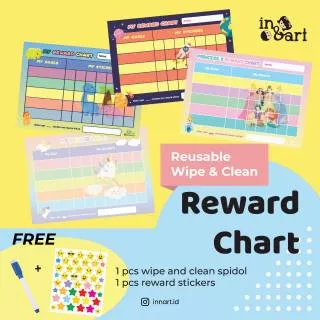 REWARD CHART STICKER ANAK RESPONSIBILITY CHART REUSABLE WIPE AND CLEAN