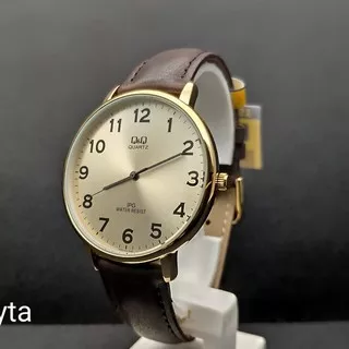 [COD] Jam Tangan Pria Q&Q QQ QnQ Analog Kulit Cokelat CLASSIC SIMPEL ORIGINAL GARANSI KADO KEREN NEW