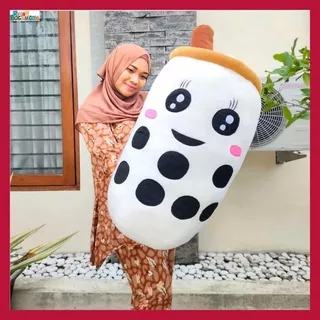 Kado Ulang Tahun Anniversary Sahabat Pacar Remaja Anak Perempuan Cewek Putri Boneka Jumbo Besar Minuman Boba Putih 60 cm Bungkus Kado