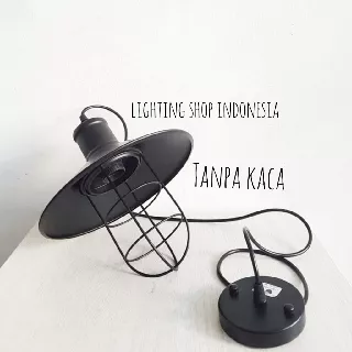 L575 Lampu Gantung hias + Sarang tanpa kaca / + kaca kap hitam kafe resto vintage simple