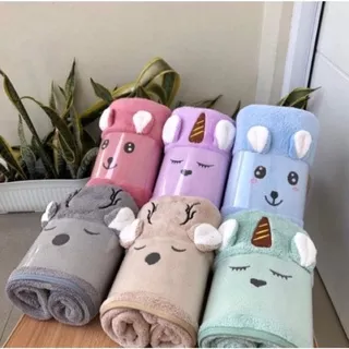 Handuk Bayi LUCU aman baby towel BERUANG teddy cewek cowok pink biru pink hijau serap air LEMBUT