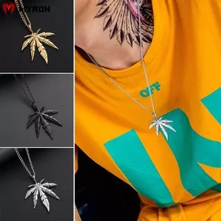 MYRON Gift Maple Leaf Necklace Men Jewelry Choker Leaf Pendant New Rock Punk Titanium Steel Charm Chain Vintage Hip Hop/Multicolor