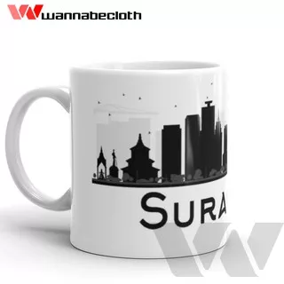 Gelas Surabaya Mug Surabaya Mug Kota Indonesia Oleh-Oleh Souvenir Mug Wisata Indonesia Mug Surabaya